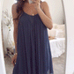 Blauwe Chiffon Plissé Jurk - Emma