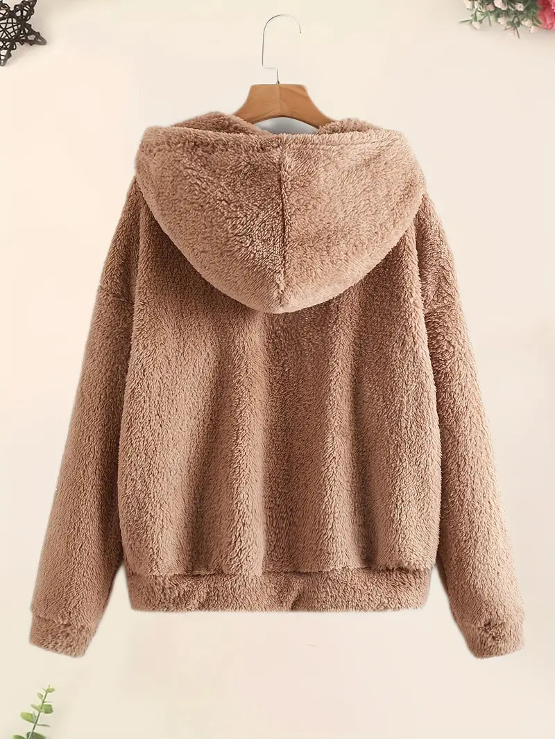 Chique Gezellige Ritssluiting: Dames Pluche Zak Hoodie