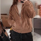 Chique Gezellige Ritssluiting: Dames Pluche Zak Hoodie