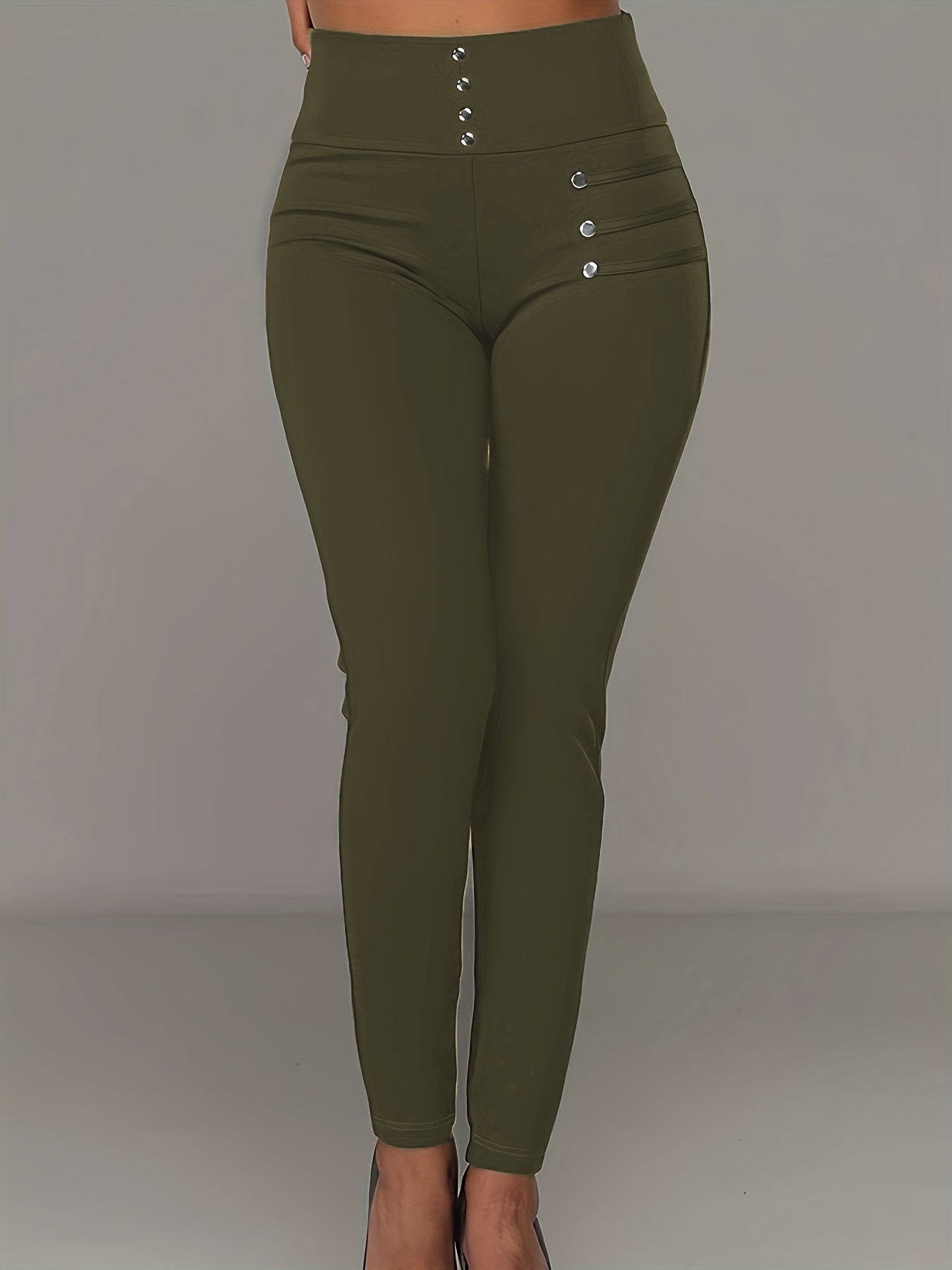 Zwarte Skinny Broek met Knoopdetails - Iris