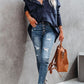 Chique Delancey Katoenen Henley Hoodie met Zakken