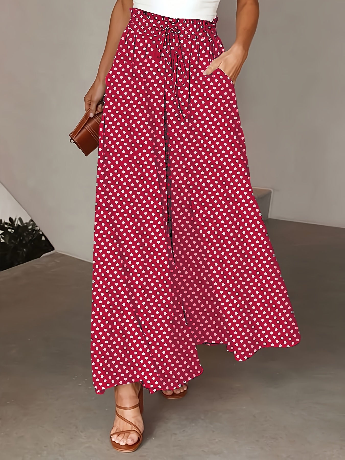 Zwarte Polka Dot Wijde Broek - Ella