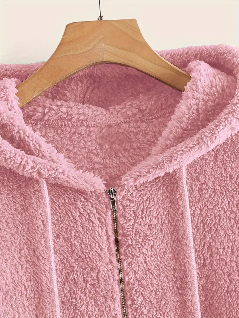 Chique Gezellige Ritssluiting: Dames Pluche Zak Hoodie