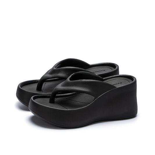 Zwarte Platform Teenslippers - Eva