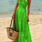 Blauw-Smoked Bust Off Shoulder Vakantie Maxi Jurk-Luna