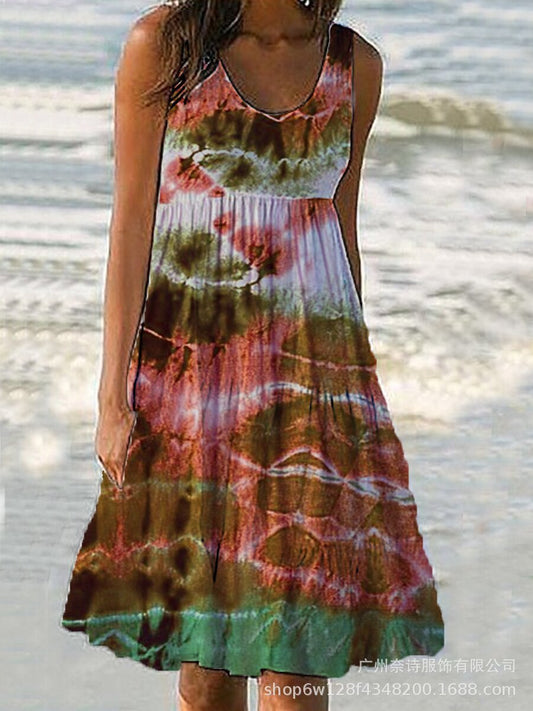 Blauw Tie-Dye Jurk - Sara