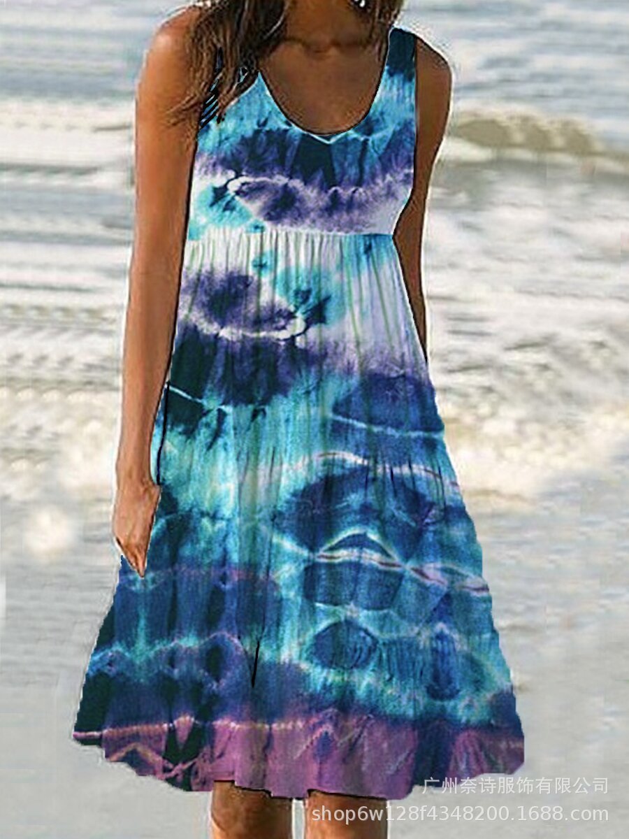 Blauw Tie-Dye Jurk - Sara