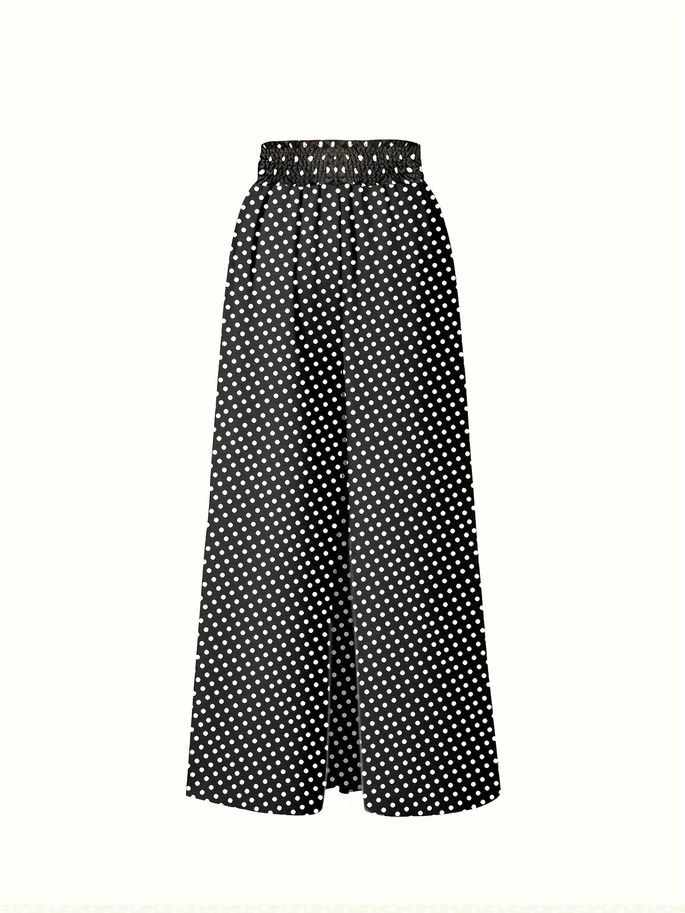 Zwarte Polka Dot Wijde Broek - Ella