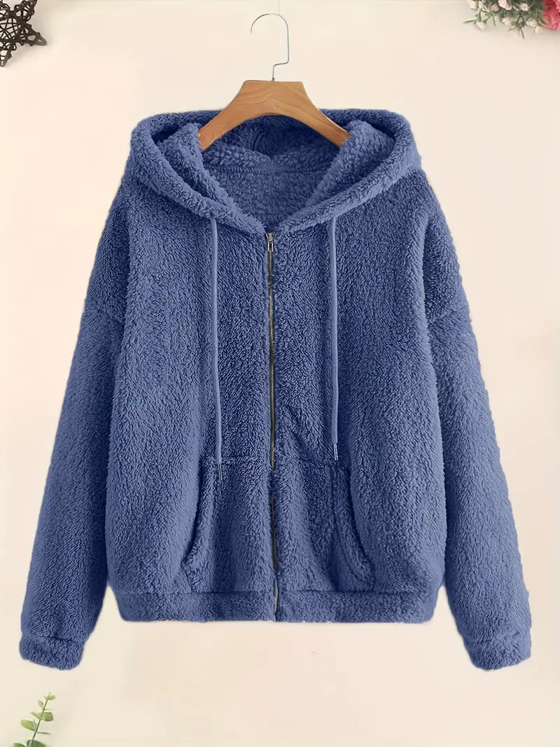 Chique Gezellige Ritssluiting: Dames Pluche Zak Hoodie