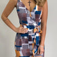 Blauw V-hals Sling Mini Jurk - Emma
