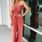 Benthe - Oranje Schouderloze Jumpsuit