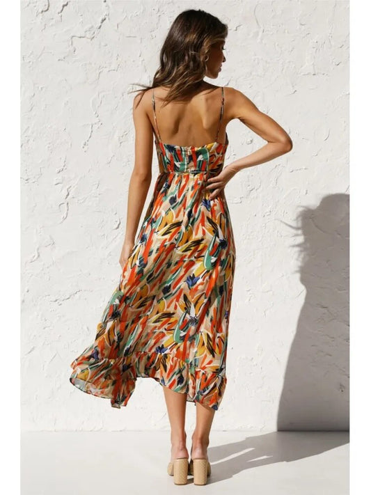 Lyanne -Oranje Elegante Zomerjurk