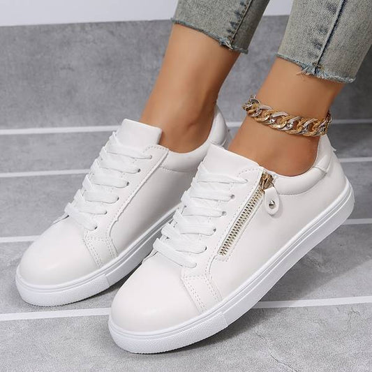 Emma - Witte Leren Schoenen met Striksluiting