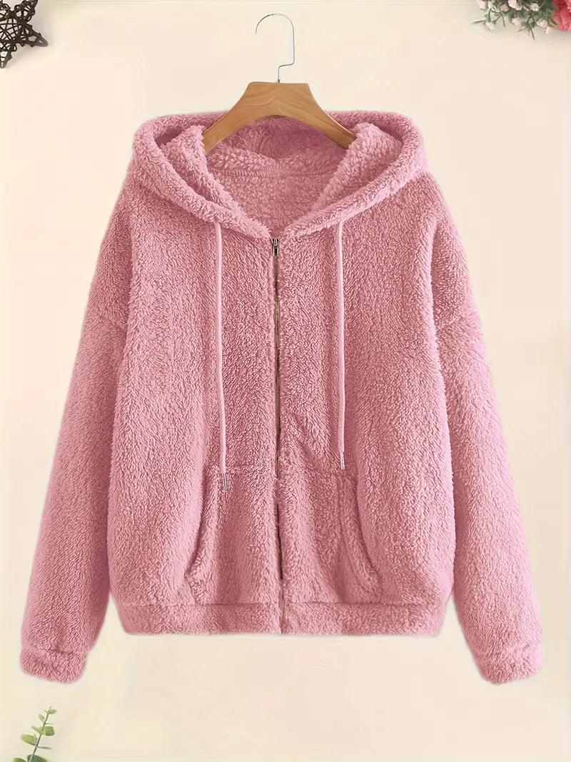 Chique Gezellige Ritssluiting: Dames Pluche Zak Hoodie