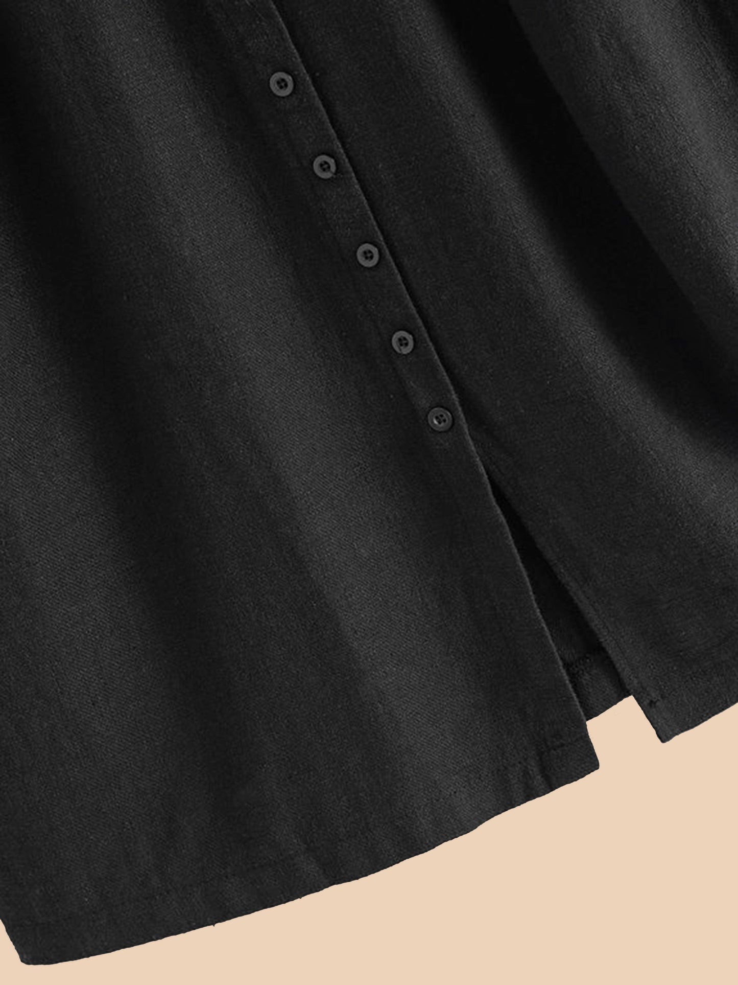 Charmante Linnen Midi-Rok met Zakken en Vintage Knopen