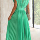 Aria - Groene Maxi Jurk met Korte Mouwen
