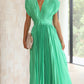 Aria - Groene Maxi Jurk met Korte Mouwen