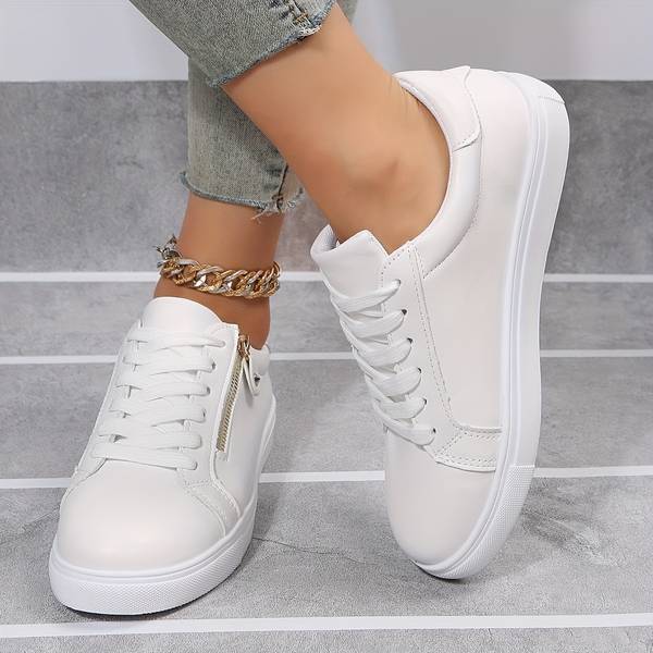 Emma - Witte Leren Schoenen met Striksluiting