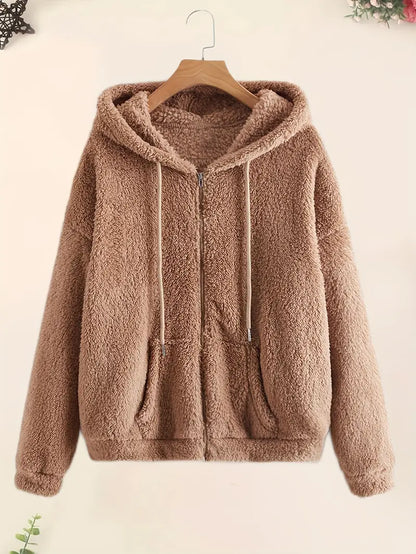 Chique Gezellige Ritssluiting: Dames Pluche Zak Hoodie