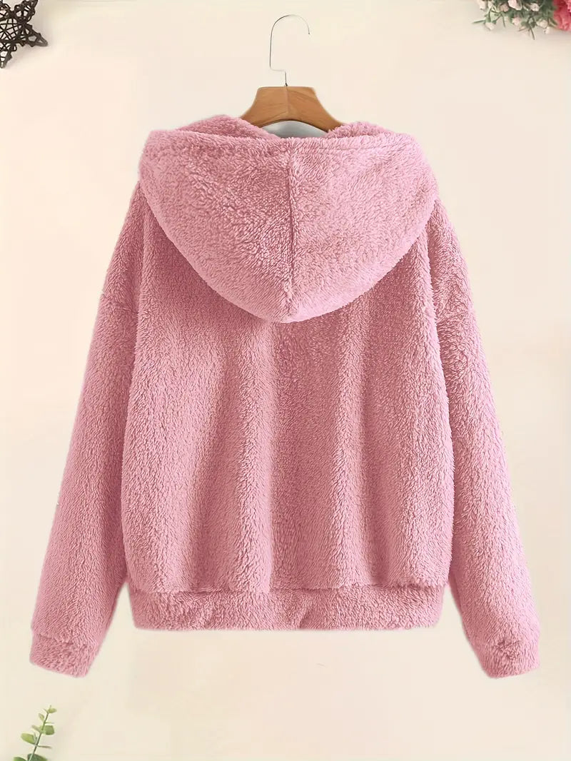 Chique Gezellige Ritssluiting: Dames Pluche Zak Hoodie
