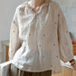 Chique Katoenen Geborduurde Shirt - Ideaal voor Lente/Zomer
