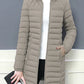 Elegante Comfort: Dames Lange Mouw Donsjack met Zakken - Perfect voor Winter & Herfst