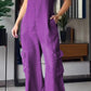 Blauwe Denimhemd V-hals Cargo Jumpsuit - Sarah