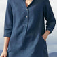 Chique Damesblouse met 3/4 Mouwen en Opstaande Kraag