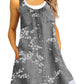 Blauw gedrukte stitching loose jurk - Elin