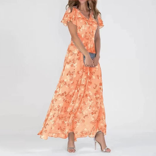 Alwina - Oranje Lange Jurk