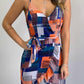 Blauw V-hals Sling Mini Jurk - Emma