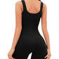 Lara - Zwarte Vierkante Hals Shapewear Jumpsuit