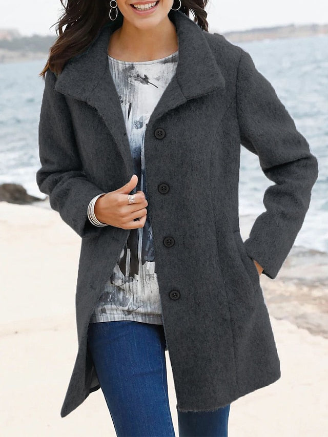 Elegante Fusie: Dames Thermische Pea Coat - Stijlvol, Winddicht en Warm