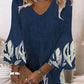 Blauwe Mini Jurk met Flared Mouwen en V-hals - Liv