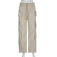 Chique Lage Taille Wijde Pijp Cargo Sweatpants