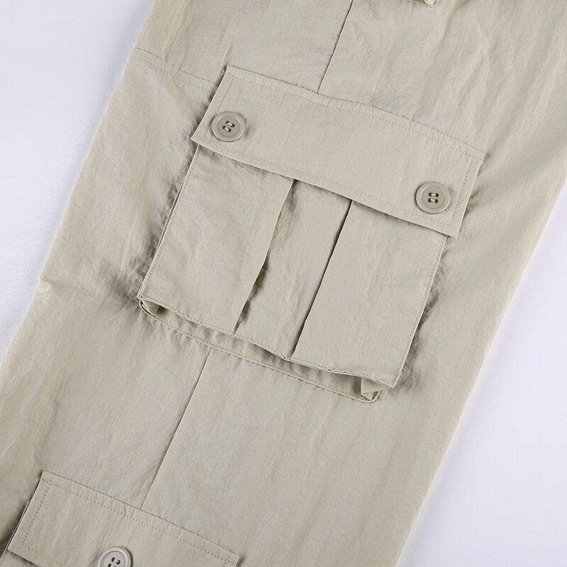 Chique Lage Taille Wijde Pijp Cargo Sweatpants