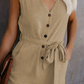 Luci - Zwarte Linnen-Katoen Jumpsuit