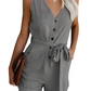 Luci - Zwarte Linnen-Katoen Jumpsuit