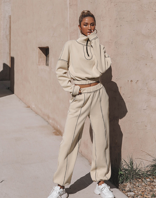 Stijlvolle Ronde Hals Sweatshirt Tweedelige Set