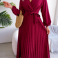 Mabel - Elegante Rode Chiffon Jurk met Strik