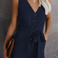 Luci - Zwarte Linnen-Katoen Jumpsuit