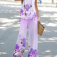 Blauwe Set met Plantenmotief - Mila