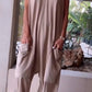 Witte Mouwloze V-hals Jumpsuit - Fleur