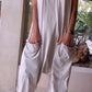 Witte Mouwloze V-hals Jumpsuit - Fleur