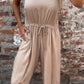 Rode Comfortabele V-hals Jumpsuit - Nova
