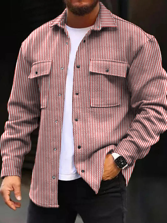 StripeStyle Heren Casual Jack: Slank, Gestreept en Stijlvol!