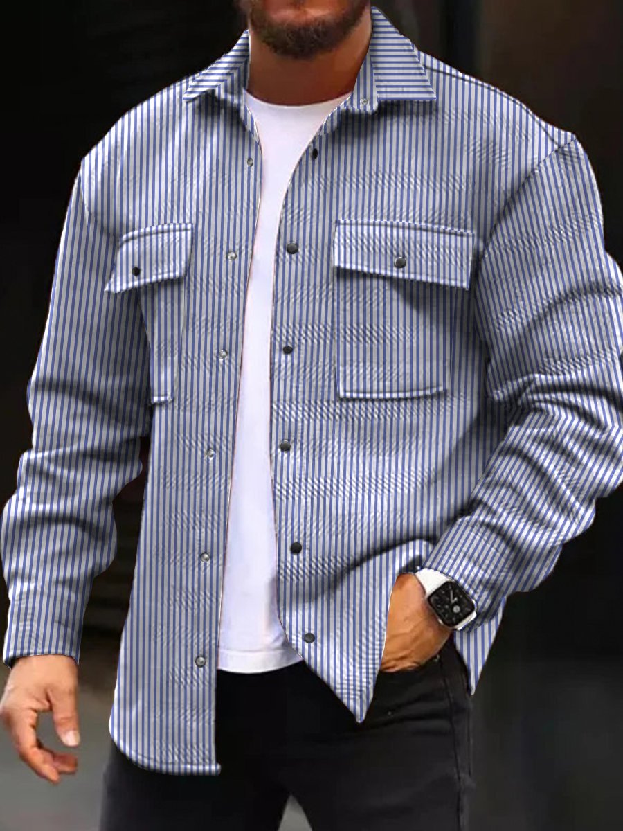 StripeStyle Heren Casual Jack: Slank, Gestreept en Stijlvol!