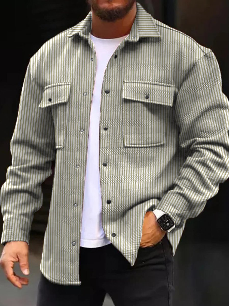 StripeStyle Heren Casual Jack: Slank, Gestreept en Stijlvol!