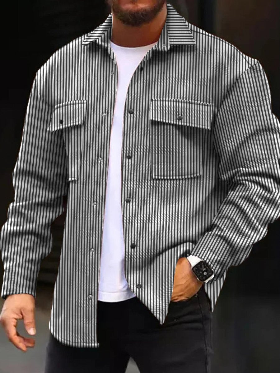 StripeStyle Heren Casual Jack: Slank, Gestreept en Stijlvol!