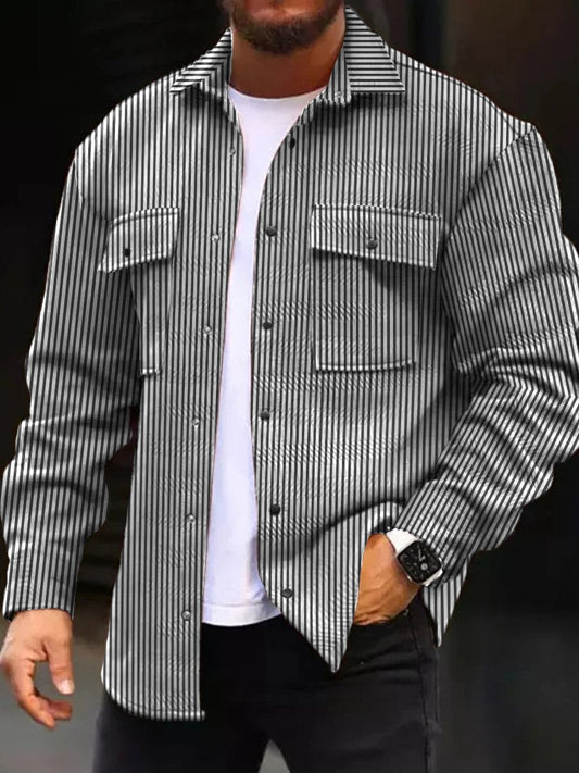 StripeStyle Heren Casual Jack: Slank, Gestreept en Stijlvol!